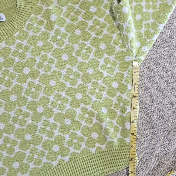 Hollister Retro Green White Flower Crop Sweater - Size Small - Picture 8 of 12